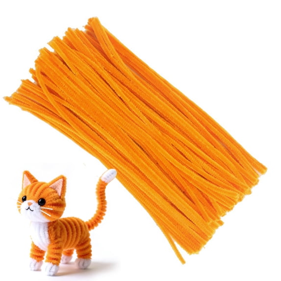 Orange Pipe Cleaner Flower Kit 100 Pcs, 12In Chenille Stems Pipe Cleaners,Pipe Cleaner Flower,Thick Pipe Cleaners,Pipe Cleaner Craft,Pipe Cleaners Craft,Pipe Cleaners Flowers,Art And Craft Supplies