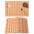 thumbnail image 1 of Orange Placemats Set of 6 Country French Rustic Buffalo Plaid Modern Art Place Mats Indoor Wipeable Table Mats Washable Cloth Dining Table Placemats for Kitchen Holiday Party Home Decor 13x19 Inch, 1 of 9