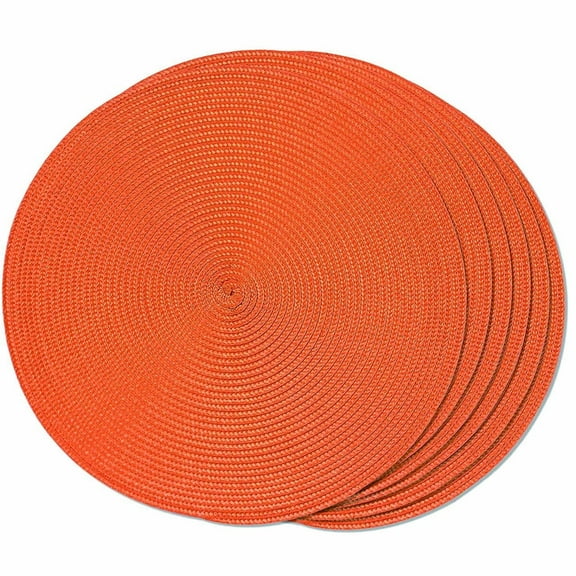 Orange Placemats Set of 12 Table Mats for Dining Tables Woven Washable Non-Slip Round Braided Place Mats for Party Holliday