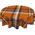 thumbnail image 1 of Orange Plaid 60 inch Round Tablecloth Yellow Buffalo Plaid Circle Tablecloths Fall Autumn Circular Table Cloth Polyester for Festive Kitchen Holiday Decor, 1 of 6