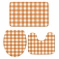 thumbnail image 1 of Orange Plaid Bath Mat 3 Piece Bathroom Rug Set, Gradient Geometric Buffalo White Checkered Non Slip Bath Rug Contour Mat and Toilet Lid Cover, Absorbent Shower Mats Soft Bath Rugs and Mats Sets, 1 of 8