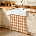 thumbnail image 1 of Orange Plaid Cabinet Curtains 35"W x 35"L, Gradient Geometric Buffalo White Checkered Sink Skirt for Bathroom Vanity Kitchen Self Adhesive, Dust-Proof Privacy Curtain for Shelves Closet Pantry, 1 of 9