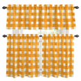 thumbnail image 1 of Orange Plaid Kitchen Curtains Sets for Windows 24 Inch Length, Watercolor Grid Checker Gingham Farmhouse Rod Pocket Window Treatments Tier Curtains and Valances Set for Bedroom/Bathroom, 1 of 8