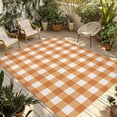 thumbnail image 1 of Orange Plaid Outdoor Rug 3x5 Ft - Reversible Patio Rug Outdoor Camping Rugs, Gradient Geometric Buffalo White Checkered Indoor Outdoor Area Rugs, Non-Slip Outdoor Carpet Runner for Deck/Porch, 1 of 8