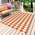 thumbnail image 1 of Orange Plaid Outdoor Rug 6x9 Ft, Non Slip Washable Area Rug, Modern Minimalist Geometric Gingham Checkered Patio Rugs Carpet Runner, Large Floor Mat for Indoor/Outdoor Deck Porch Camping, 1 of 8