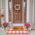 thumbnail image 1 of Orange Plaid Outdoor Rug - Hand-Woven Fall Doormat for Front Door, Porch, Patio - 15.7x23.6 Inch Non-Slip Rubber Backing, Polyester, Modern Checkered Designs in Orange/Black/Red, 1 of 6