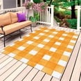 thumbnail image 1 of Orange Plaid Outdoor Rug for Patio/Deck/Porch, Non-Slip Large Area Rug 4 x 6 Ft, Watercolor Grid Checker Gingham Farmhouse Indoor Outdoor Rugs Washable Area Rugs, Reversible Camping Rug Carpet Runner, 1 of 8