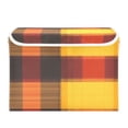 thumbnail image 1 of Orange Plaid Pattern Large Storage Bins with Linen Collapsible Lid Storage Box 16.7 x 12.6 x 11.8in, 1 of 7