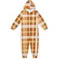thumbnail image 1 of Orange Plaid Pattern One Piece Pajamas Soft Jumpsuit Cozy Sleep and Play Romper Zipper and Pockets 9-11Y, 1 of 8