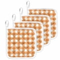 thumbnail image 1 of Orange Plaid Pot Holders for Kitchen Heatproof Potholder, 4 Pack Gradient Geometric Buffalo White Checkered Hot Pads Multipurpose Oven Pads Cloth Potholders Trivet for Cooking and Baking, 1 of 8