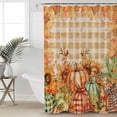 thumbnail image 1 of Orange Plaid Pumpkins Fall Thanksgiving Waterproof Fabric Shower Curtain, Maple Leaf Rustic Shower Curtain for Bathroom Curtains Bathtubs Hotel Washable Shower Curtains with 12 Hooks Small 36x78in, 1 of 6