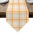 thumbnail image 1 of Orange Plaid Table Runner Linen Burlap Table Runner 60 Inches Long Fall Gingham Grids Striped Farmhouse Dresser Scarves for Kitchen Island Coffee Dining Room Party Wedding Holiday Decoration 13"x60", 1 of 8