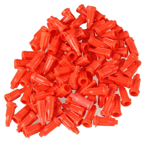 Orange Plastic Luer Lock Dispensing Syringe Tip Cap Adhesives Tools Pack of 100