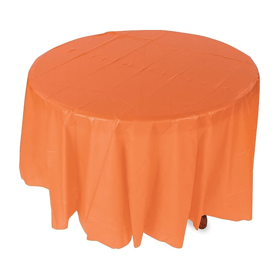 Orange Plastic Round Tablecover (82") - Party Supplies - 1 Piece