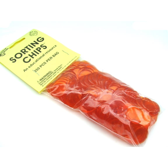 Orange Plastic Sorting Chips 19MM 250ea Koplow