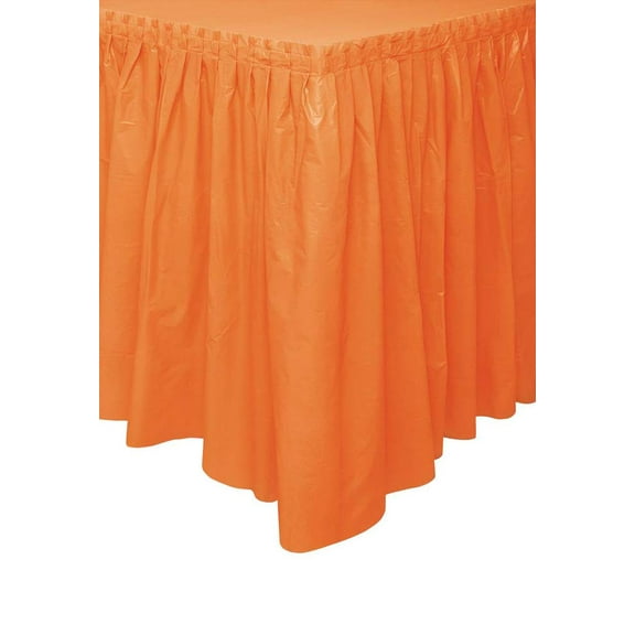 Orange Plastic Table Skirt, 14ft