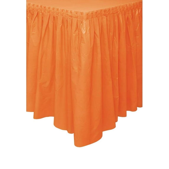 Orange Plastic Table Skirt, 14ft