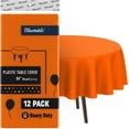 thumbnail image 1 of Round Plastic Tablecloth Orange Disposable (12 Pack) Bulk - Heavy Duty Table Cloth (84” Inches) Round Tables Tablecloths, 1 of 6
