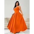thumbnail image 1 of Orange Plus Size Sleeveless Square Neck A-Line Maxi Dress For Women Summer Flowy Long Dress, 1 of 7