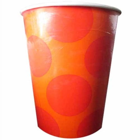 Orange Polka Dot 9oz Paper Cups (8ct)