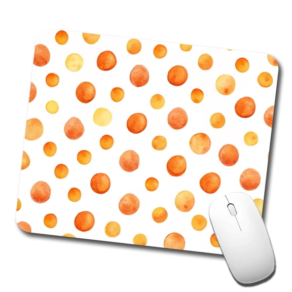 Orange Polka Dots Fun White Background Mouse Pad Low Profile Gaming Mat