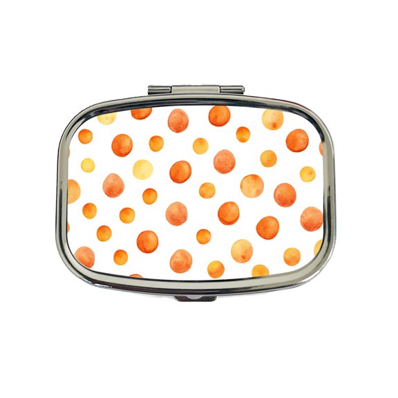 Orange Polka Dots Fun White Background Small Travel Handbag Pill Box Case