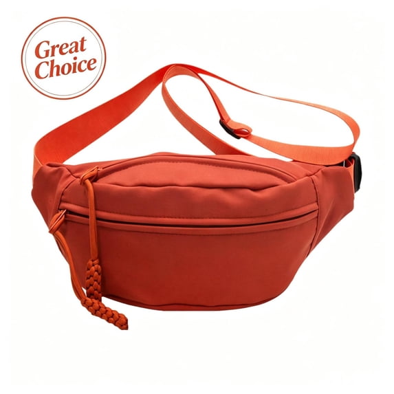 Orange Polyester Waterproof Crossbody Sling Waist Bag for Women,Waterproof Anti-Theft Fanny Pack with Adjustable Strap & Multi-Pockets for Travel, Hiking & Daily Use
