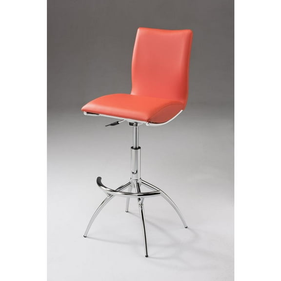 Creative Images Adjustable Swivel Faux Leather Barstool (Set of 2) Orange