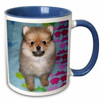 3drose, Orange Pomeranian Puppy, 15oz Two-tone Blue Mug