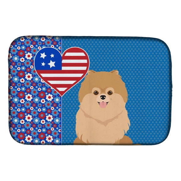 Orange Pomeranian USA American Dish Drying Mat