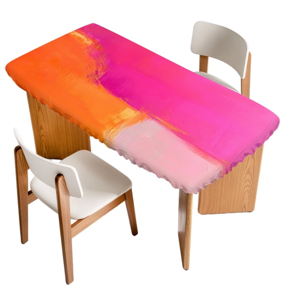 Orange Ponk Fitted Rectangle Tablecloth 24" x 36" Gradient Splatter Foil Painting Grunge Art Elastic Table Cloth Fits for 3 Foot Folding Tables Waterproof Table Cover for Picnic Camping Outdoor