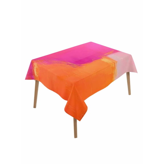 Orange Ponk Table Cloth 52x70 Inch Rectangle, Gradient Splatter Foil Painting Grunge Art Waterproof Tablecloth Washable Table Cover for Party Picnic Dinner Decor