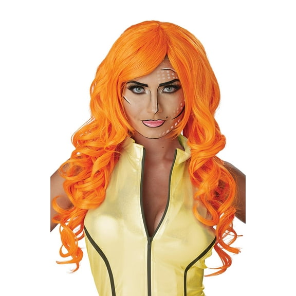 Orange Pop Art Superhero Adult Wig