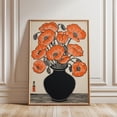 thumbnail image 1 of Orange Poppies Japanese Style Floral Bold Botanical Nature Art Print, Stretched Canvas 16x20in, 1 of 4