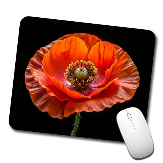 Orange Poppy Flower Photo Mouse Pad Low Profile Gaming Mat