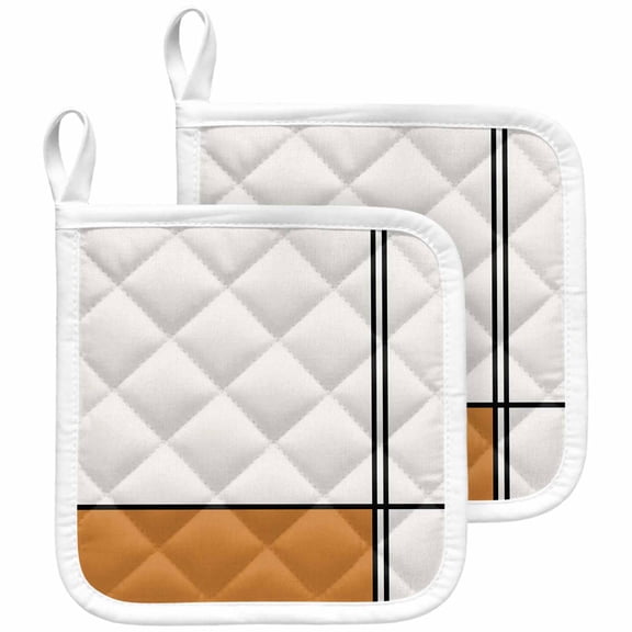Orange, Pot Holders for Kitchen Heatproof Potholder, 2 Pack Modern Abstract Geometric Patchwork Stripes Art Hot Pads Multipurpose Oven Pads Cloth Potholders Trivet for Cooking and Baking