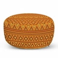 thumbnail image 1 of Orange Pouf Cover with Zipper, Borders Ornaments Culture Folk, Soft Decorative Fabric Unstuffed Case, 30" W X 17.3" L, Pale Orange Burgundy, by Ambesonne, 1 of 3