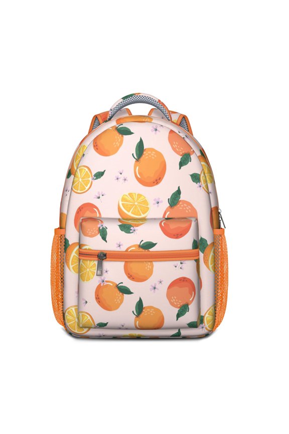 Orange Print Waterproof School Backpack - Ergonomic Student Backpack with Spinal Support, Breathable Padded Straps & Durable Lightweight Design for Teens & College Students