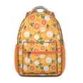 thumbnail image 1 of Orange Print Waterproof School Backpack - Ergonomic Student Backpack with Spinal Support, Breathable Padded Straps & Durable Lightweight Design for Teens & College Students, 1 of 5