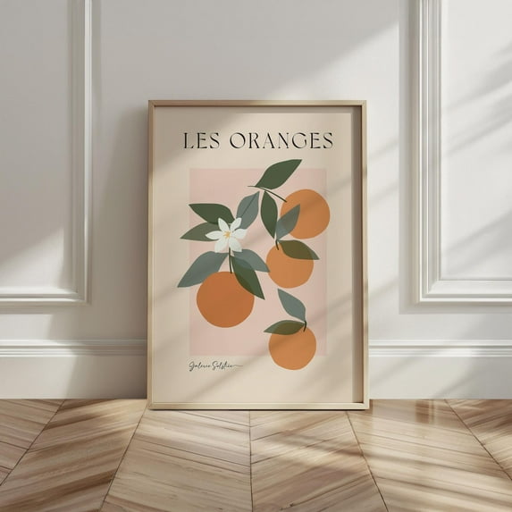 Orange Printable Art: Les Oranges Fruit Print, Citrus Kitchen Poster Oranges Wall Art Botanical Illustration Modern Dining Decor Wall Art, Modern Wall Decor, 12x18 UNFRAMED