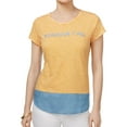 thumbnail image 1 of Orange Printed Short Sleeve Jewel Neck Top Size: XL, 1 of 2