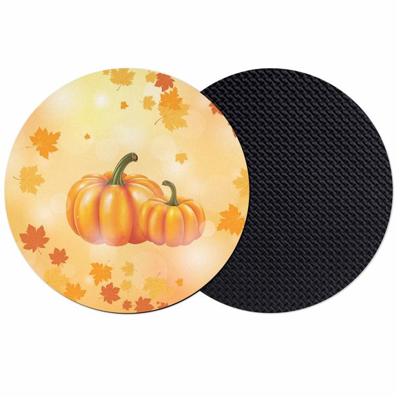 Orange Pumpkin Coasters Set of 2, Absorbent Coasters for Drinks, Fall Maple Leaves Ombre Thanksgiving Coaster for Desk Coffee Table Protection, Home Decor House Warming Gifts 4"