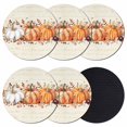 thumbnail image 1 of Orange Pumpkin Coasters Set of 6, Absorbent Coasters for Drinks, Thanksgiving Fall Leaves Floral Beige Coaster for Desk Coffee Table Protection, Home Decor House Warming Gifts 4", 1 of 8