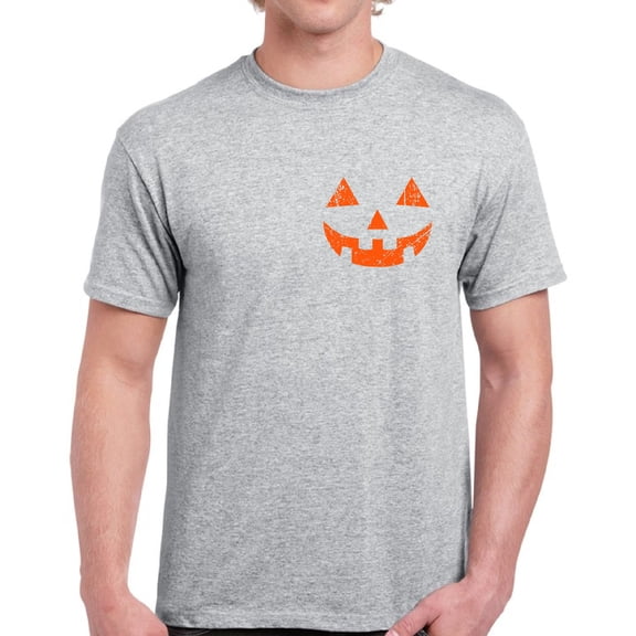 Orange Pumpkin Face Top Halloween Gift Shirt for Men - S M L XL 2XL 3XL 4XL 5XL Happy Halloween Graphic Tee - Funny Scary Holiday Tee T-Shirt Mens
