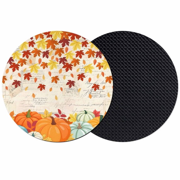Orange Pumpkin Fall Coasters Set of 2, Absorbent Coasters for Drinks, Thanksgiving Maple Leaf Farmhouse Coaster for Desk Coffee Table Protection, Home Decor House Warming Gifts 4"