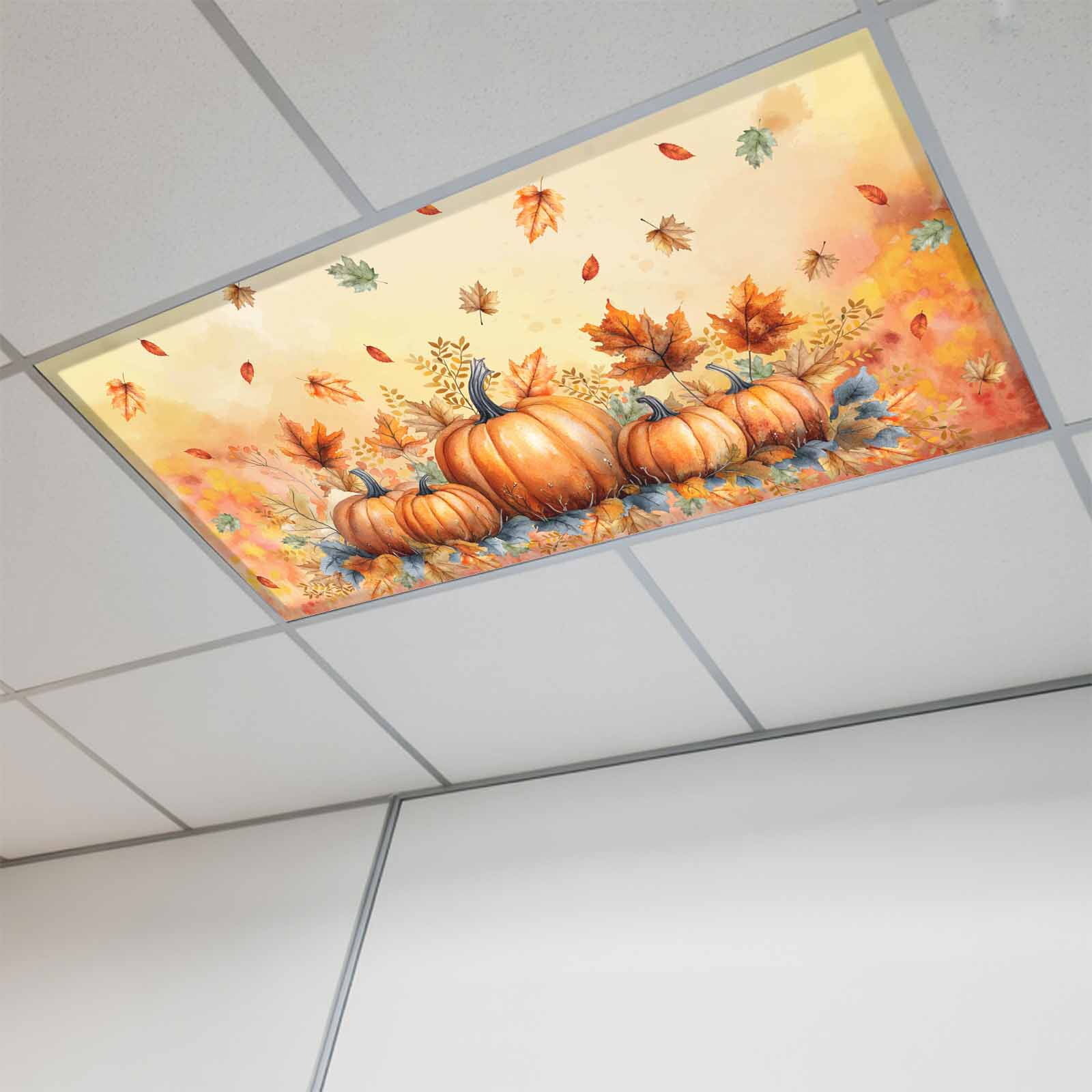 Orange Pumpkin Fall Fluorescent Light Covers, Thanksgiving Maple Leave ...