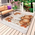thumbnail image 1 of Orange Pumpkin Fall Outdoor Rug for Patio/Deck/Porch, Non-Slip Large Area Rug 6 x 9 Ft, Thanksgiving Botanical Autumn Leaf Wooden Indoor Outdoor Rugs Washable Area Rugs, Camping Rug Carpet Runner, 1 of 8
