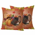 thumbnail image 1 of Orange Pumpkin Fall Outdoor Waterproof Pillow Covers, Thanksgiving Botanical Turkey Decorative Square Throw Pillowcase Sofa Cushion Sham for Patio/Couch/Chair, 26"x26" 2 Pack, 1 of 8