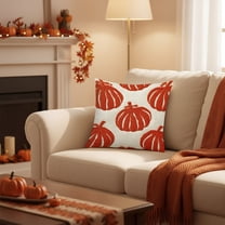 Orange Pumpkin Fall Pillow Covers 18x18 Autumn Harvest Print Thanksgiving Decorative Throw Pillows Outdoor Farmhouse Cushion Case Seasonal Decor for Couch Sofa Bed