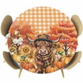 thumbnail image 1 of Orange Pumpkin Fall Round Tablecloth, Fitted Table Cover with Elastic for 45"-54" Round Tables, Cattle Thanksgiving Checkered Farmhouse Table Cloth Outdoor Indoor Dinning Party Waterproof Tablecloths, 1 of 7